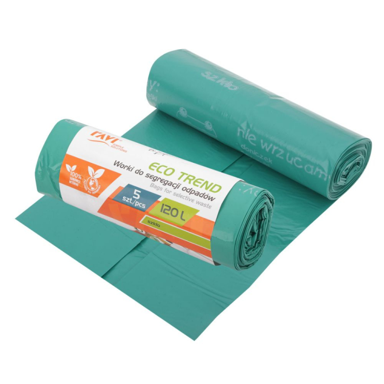 Worki Eco Trend zielone na szkło 120L 5 sztuk  RAVI